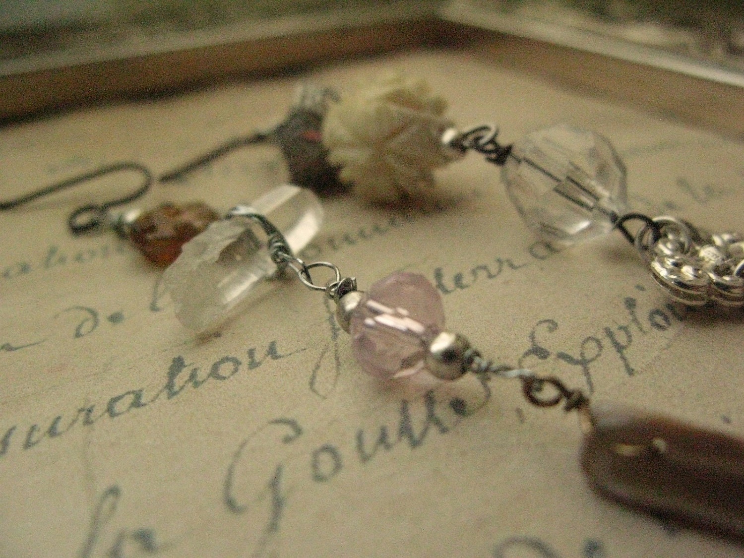 Crystal and Bone Earrings: Unique Jewelry Eco Friendly artisan handcrafted jewelry handmade jewellery Tribal Gypsy Gipsy