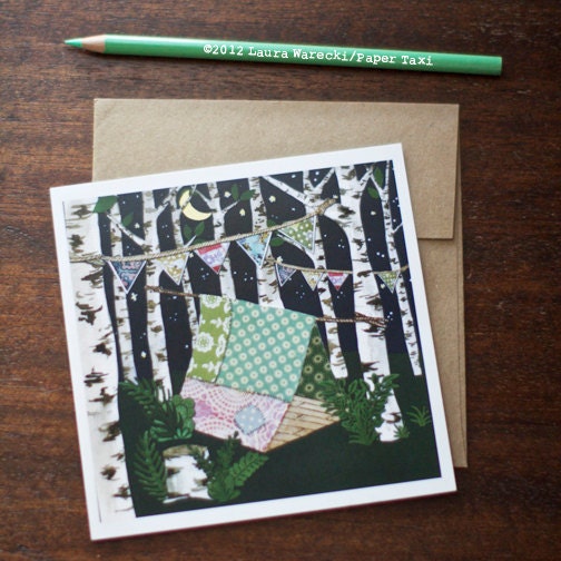 Greeting Card Camping Blank Card Friends Cut Paper Dream Tent -  by Paper Taxi