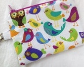 Birds and Owls Small Zippered Pouch