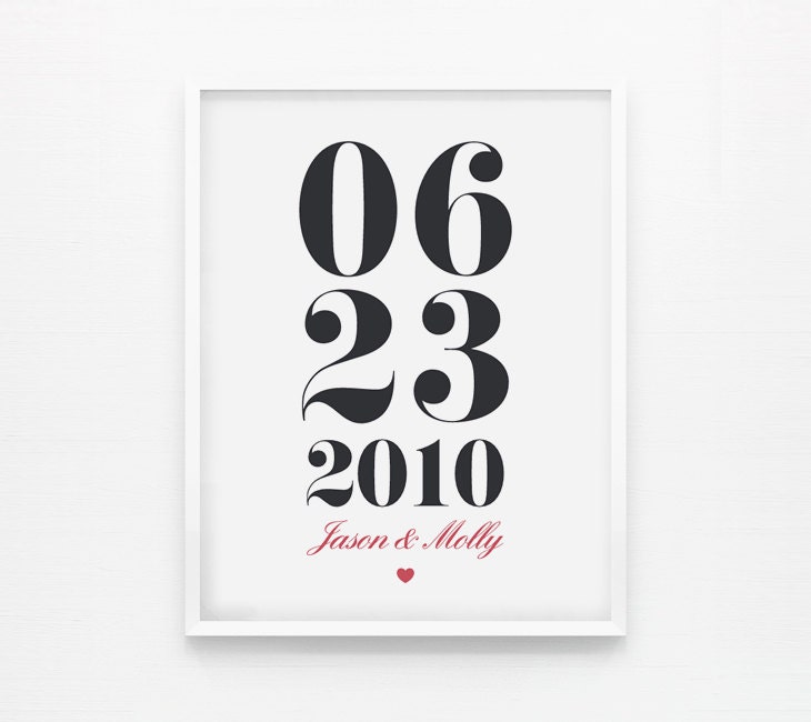 Personalized Custom Anniversary or Wedding Date or Special Date Print 8 x 10