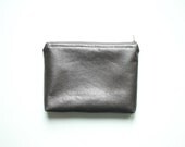 Metallic dark Bronze Vegan Leather small Clutch Cosmetic bag