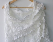 white wedding shawl, women hand crocheted shawl ,fall fashion ,woman ,stole ,wrap, white scarf