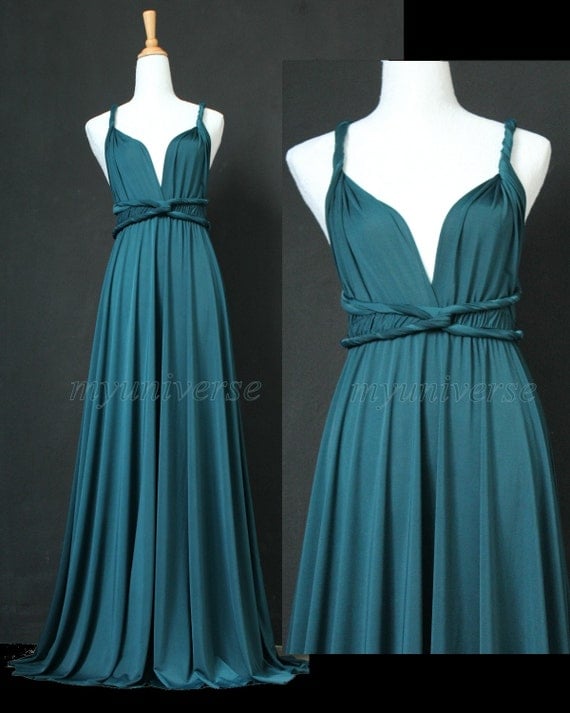 Bridesmaid Dress Full Length Infinity Dress Wrap Convertible Dress Green Evening Maxi Dress Jersey