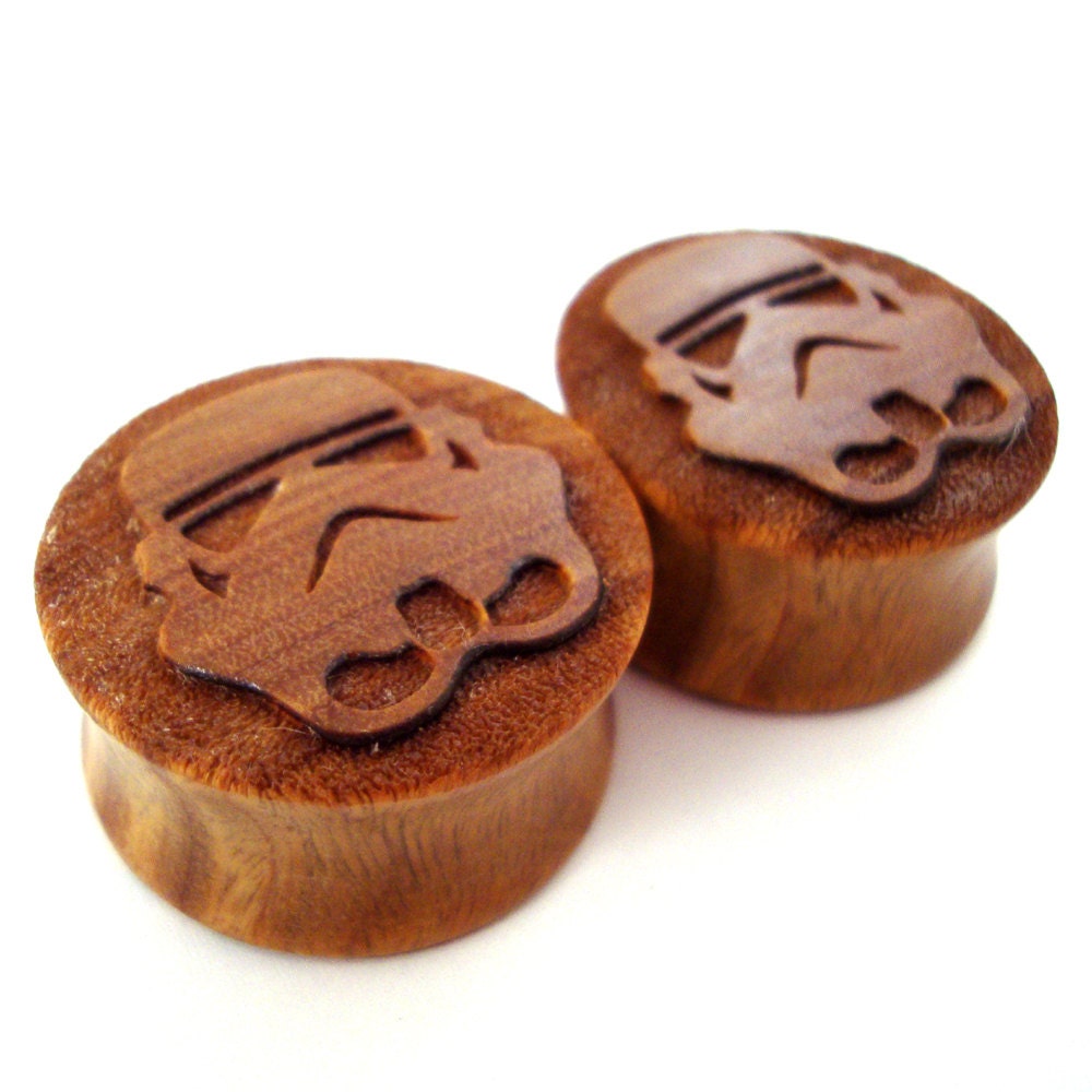 Astral Troopers on Lignum Vitae Wooden Plugs 0g (8mm) 00g (9mm) (10mm) 7/16" (11mm) 1/2" (13mm) 9/16" (14mm) 5/8" (16mm) 11/16" 3/4" 7/8" 1"