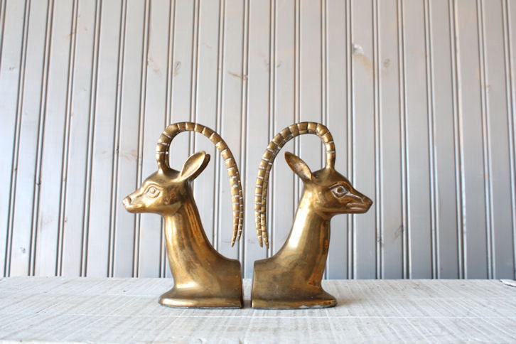 Brass Impala Bookends // Solid Brass Antelopes