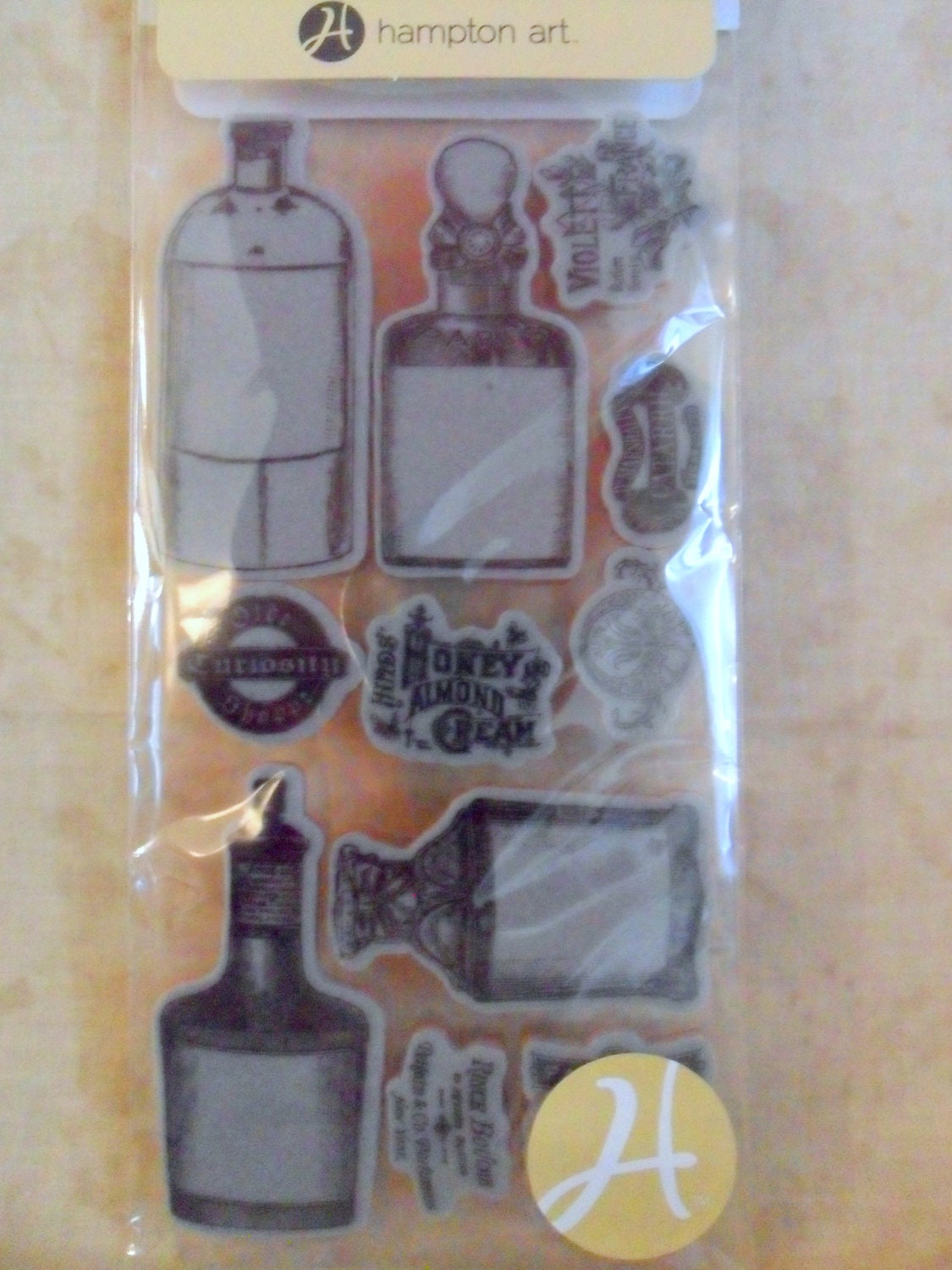 Vintage Bottles Rubber Cling Stamps by Graphic 45 and Hampton Art-FREE SHIPPING