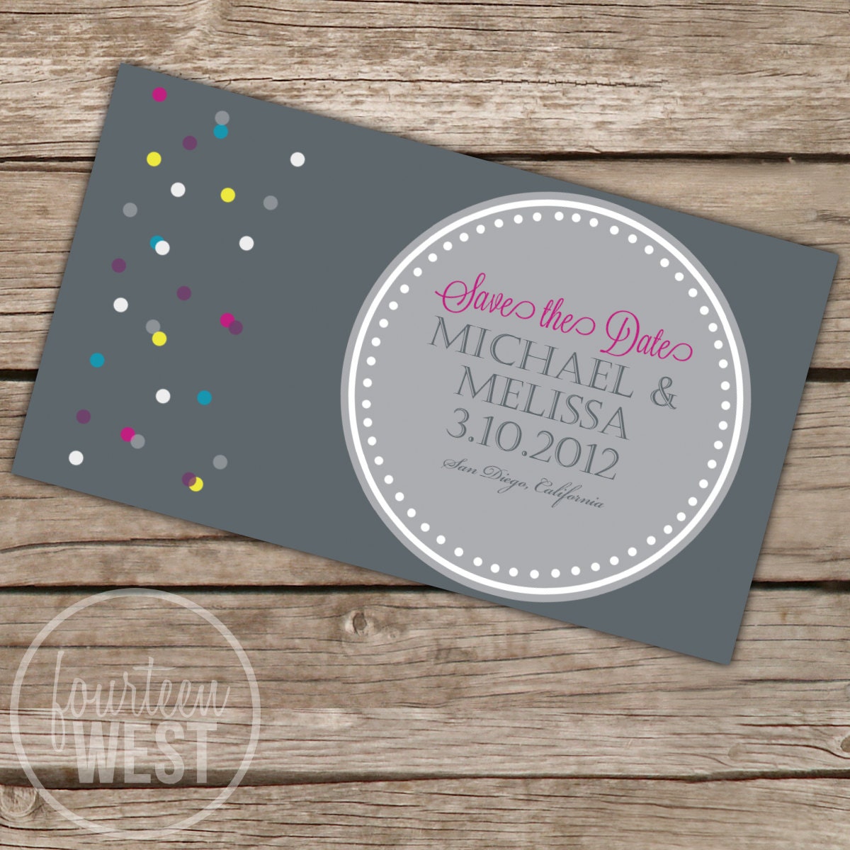 ON SALE! Colorful Save the Date Card (Printable Digital File) Il_570xn