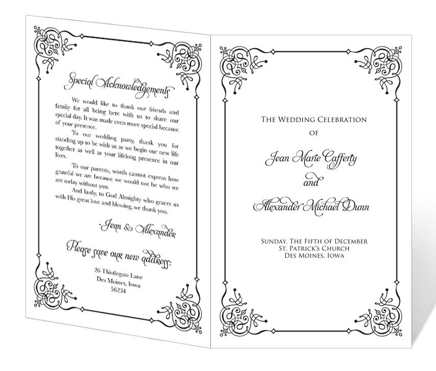 Templates For Wedding Programs