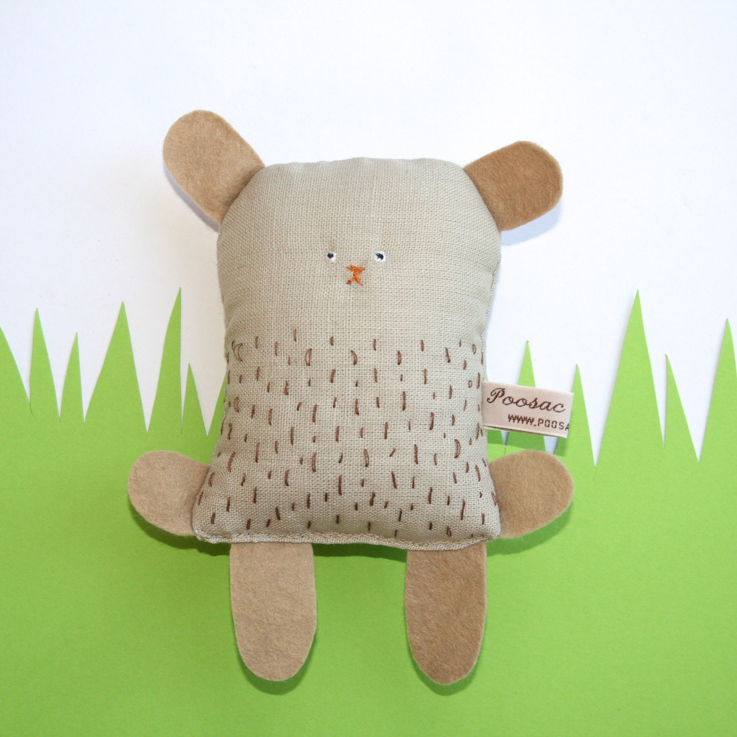 Handmade Toy Bear - Soft Toy Animal, Handmade Teddy Bear, Fabric Doll, Plush Toy, Soft Sculpture, Creature, Art Doll, Poosac Bear