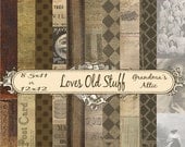 Scrapbooking Paper Grunge Ephemera Digital Printable Vintage For Commercial or Personal Use, 8.5x11 or 12x12 Inch