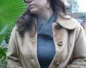 Vintage 1960s Faux Fur Stole with crescent design buttons by KitKatCabaret on etsy