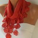 Women Scarf - Cotton Scarf - Cowl Scarf with Lace Edge - Red