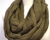 Chunky Knitted Loop Infinity Circle Scarf Cable Pattern Snood Cowl Women's Fashion Accessory