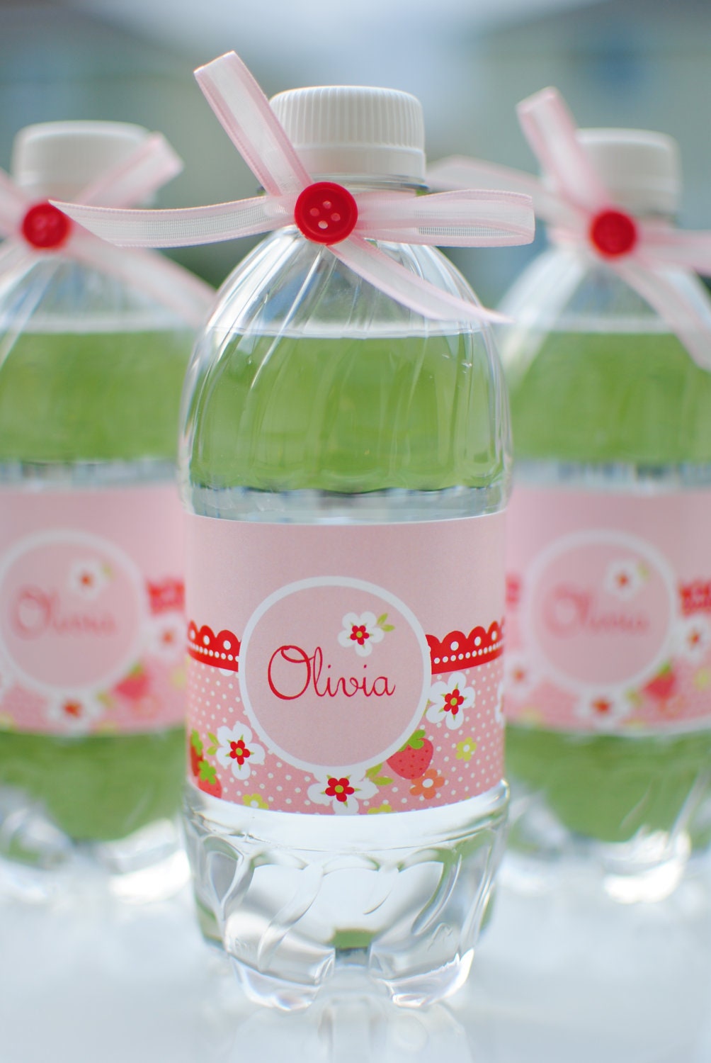 Strawberry Picnic Birthday Party Water Bottle Labels