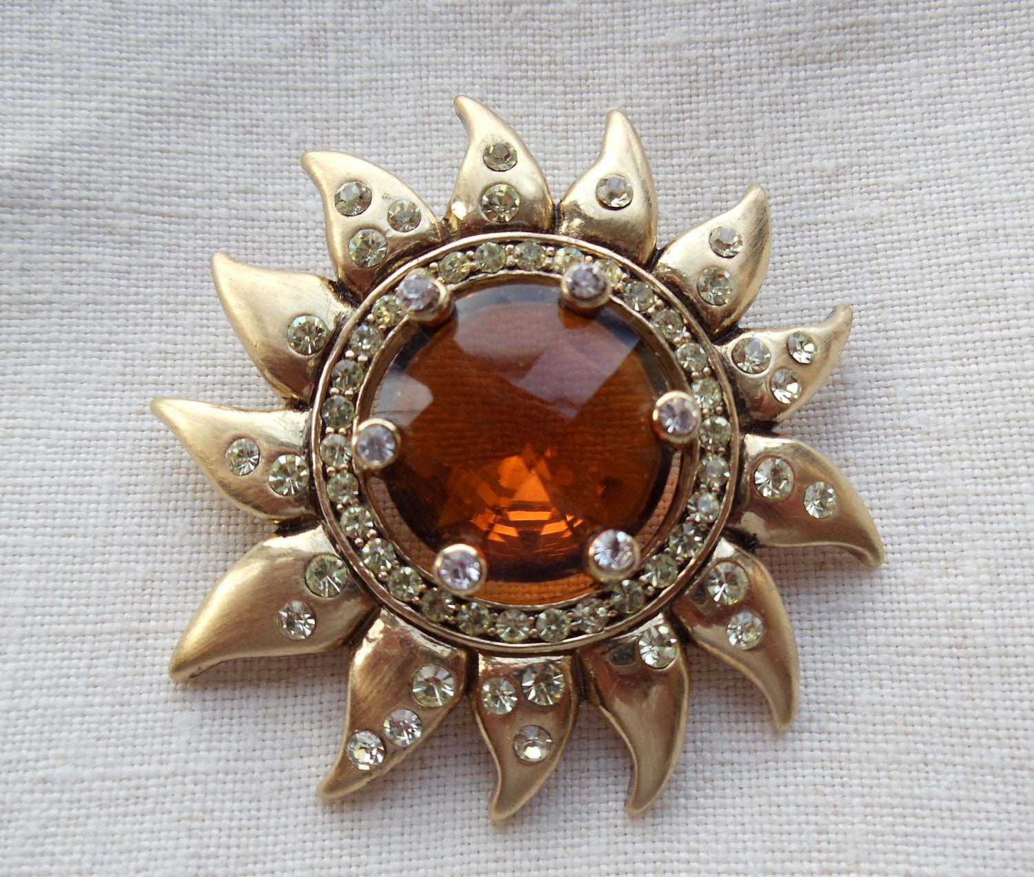 VINTAGE Monet Sunshine Rhinestone Brooch