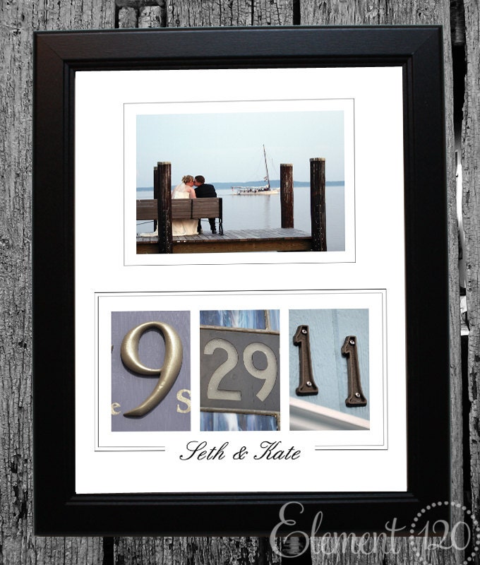 Custom Wedding / Anniversary Gift Alphabet Photography Number Frame - Colored Numbers in Black Frame - Personalized with YOUR photo