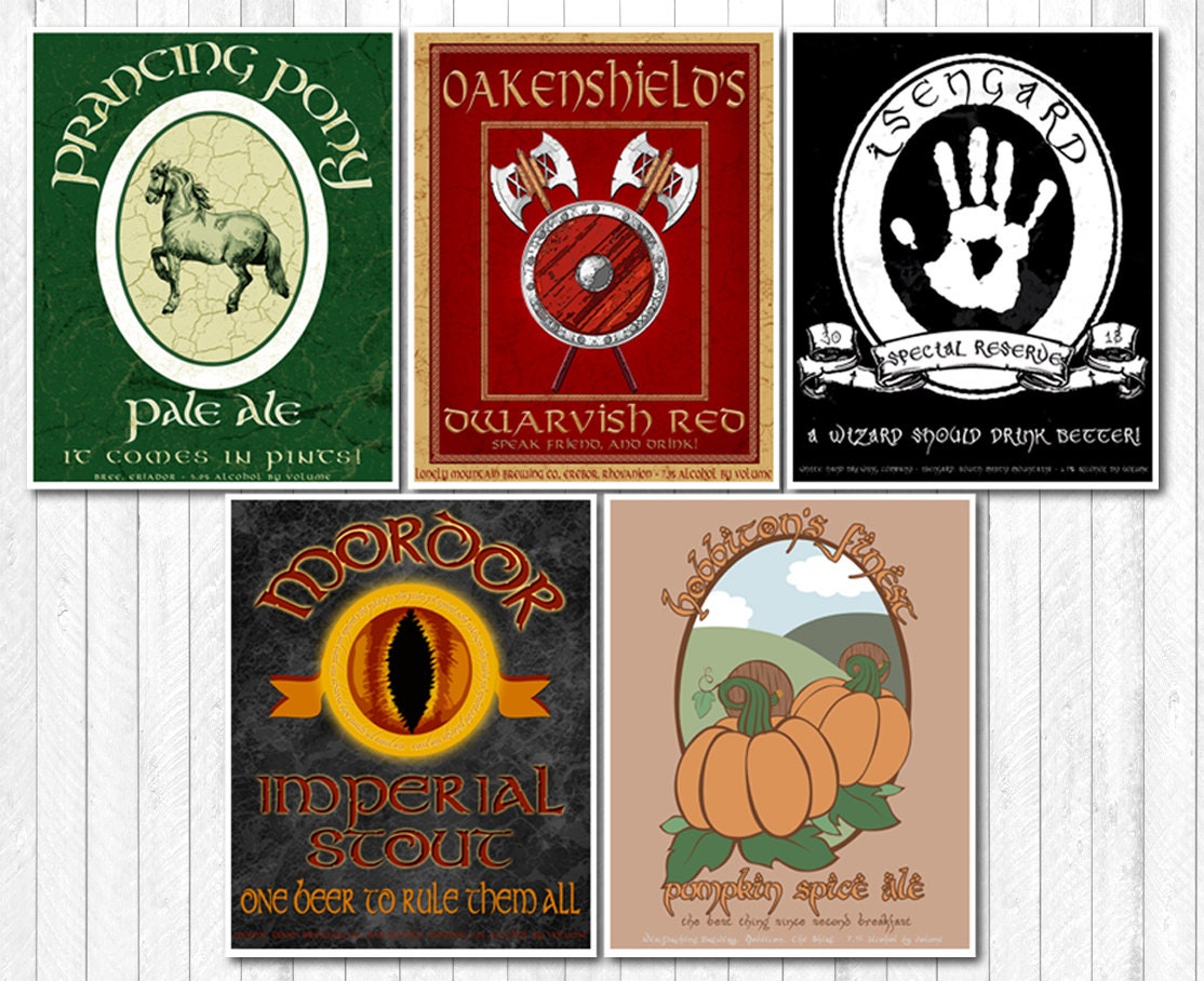 SPECIAL: All 5 Middle Earth Microbrew Posters - Lord of the Rings Art