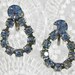 Vintage Rhinestone Earrings, Blue Crystals, Drops Hoops, Screw-backs, 1940s Retro, Hollywood Regency, Wedding Bridal Jewelry