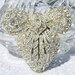 Vintage Dress Clip, Antique Fur Clip, Pave Rhinestones, Silver Filigree Bow, New England Glass Works, 1930s Art Deco, Wedding Bridal Jewelry