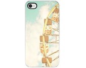 Ferris Wheel iPhone Case - iPhone 4 and 4s Case, Decorative Cover, Hard Case, Blue, Sky, Aqua, Yellow, Clouds - SweetMomentsCaptured