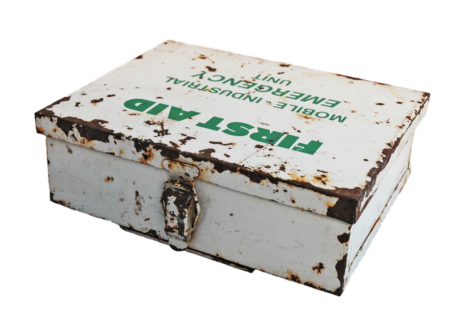 Vintage First Aid Metal Box, Emergency Unit, Mobile-Industrial