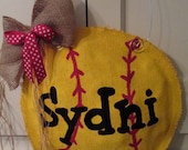 Softball Burlap Door Hanger Personalized