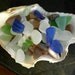 Sea shell filled with sea glass, shells, 50 pieces