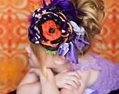 Spooky Chic Halloween Flower Headband in Purple orange and black with a hint of lime