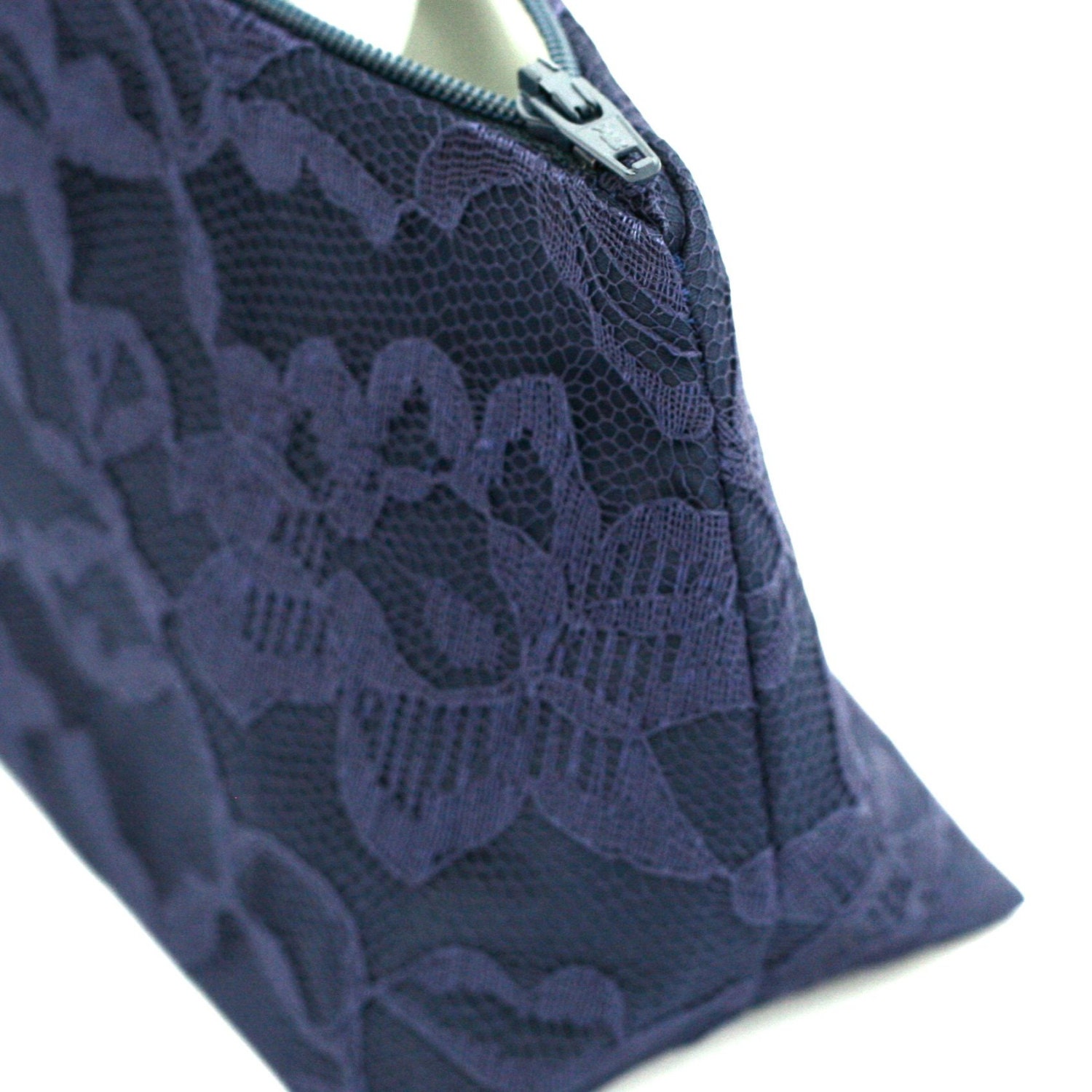 Navy Lace Bridesmaid Gift Clutch: Wedding Accessory, Something Blue, Cosmetic Bag, Makeup Bag