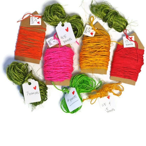 Destash . hand dyed rough sisal cord and hemp twine . scrapbooking or packaging . various colors . rope . string . twine supplies