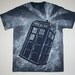 Men's Doctor Who Tardis on front and back - Short Sleeved Navy Blue Shirt - Size Medium