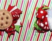 Christmas Milk and Cookies Bow Center Digital Embroidery Design Machine Applique