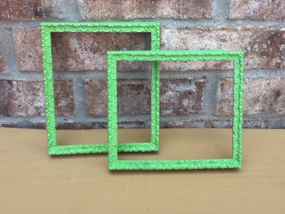 ornate vintage frame upcycled green square home decor wall hanging bright housewares kitsch retro