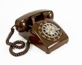 Vintage Rotary Phone Chocolate Brown Dial Telephone