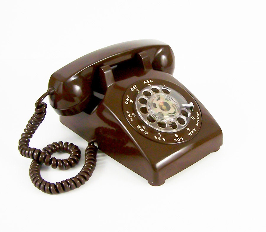Vintage Rotary Phone Chocolate Brown Dial Telephone