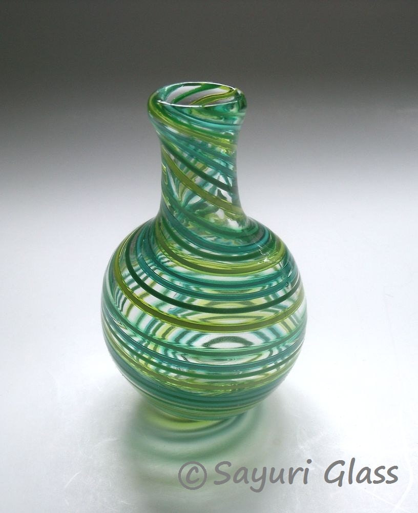 Small Bud Vase - Assorted Green Stripe 1 : DISASTER RELIEF