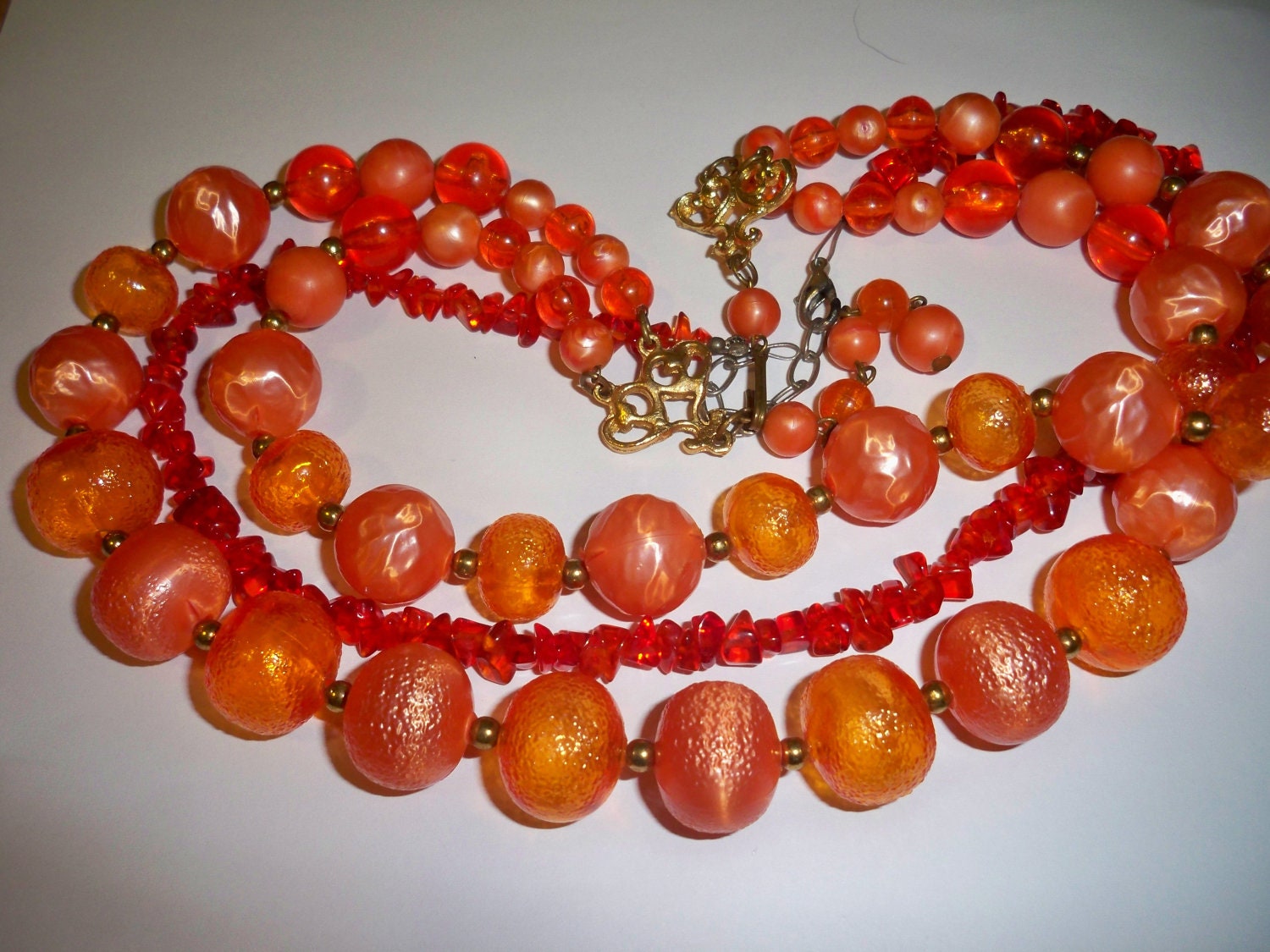 2 Orange Vintage Necklaces