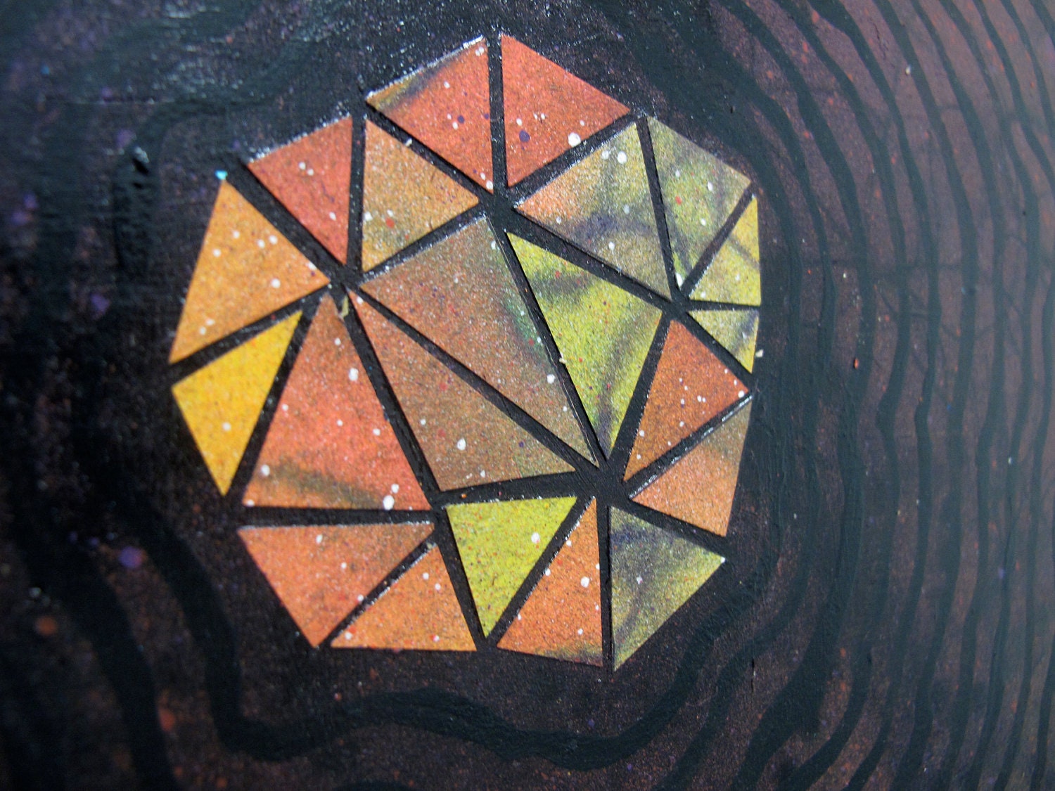 Good Vibrations, FREE SHIPPING, black painting on wood, 16.5"x8.5"x.5"