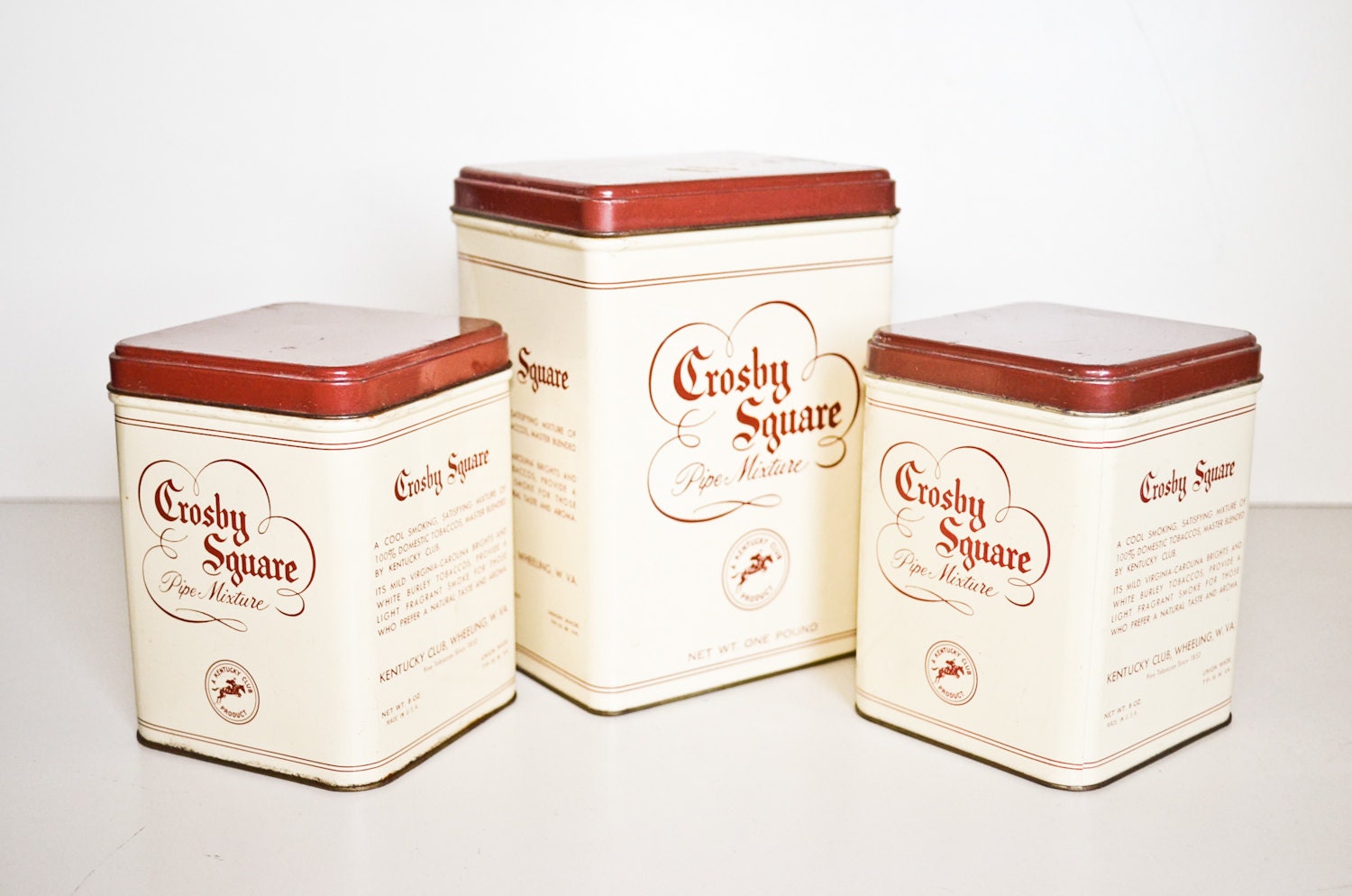 Three Crosby Square Pipe Tobacco Tins Mid Century