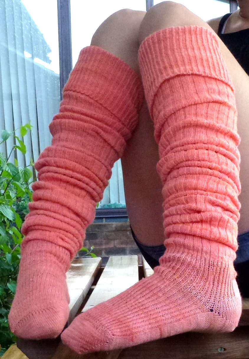 Knitted Wool Sock Thigh High Extra Long Cm By Footfetishsocks