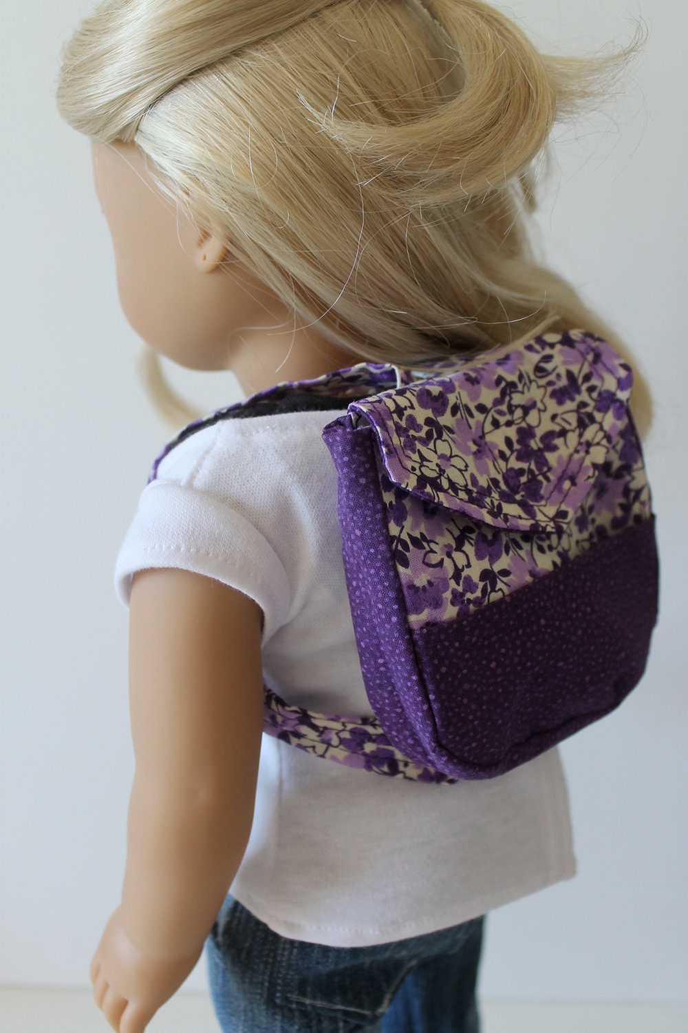 Purple Floral Backpack for American Girl or Other 18 Inch Dolls