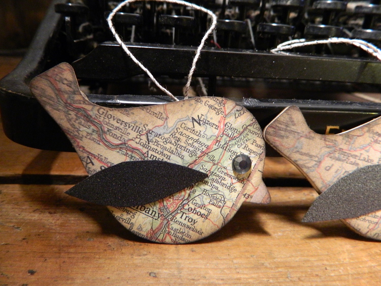 Vintage Map Bird Tags - Set of 3 - New York State
