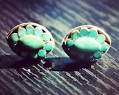 Aztec Southwestern Turquoise Silver Earrings