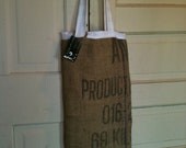 Burlap Coffee Bag Farmer's Market Bread Bag Lined Recycled