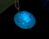 Amulet of the Dragon Keeper - Magical Blue Dragons Vein Agate That Glows From Within - Ocean Blue Glow in the Dark