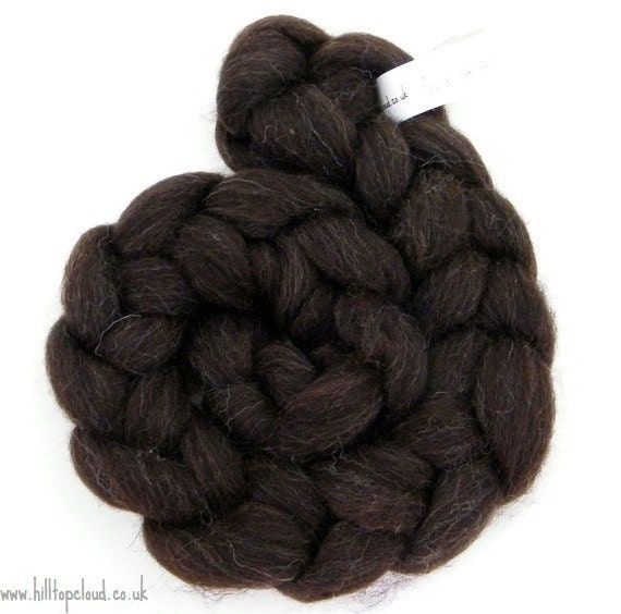 Black Welsh Mountain Spinning Fiber 100g Top Roving