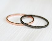 Rose and Black Rhodium - Set of 2 - Spike Texture- 925 STERLING SILVER