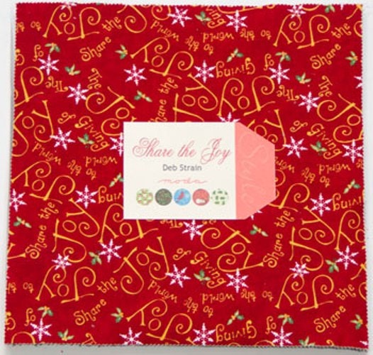 SHARE THE JOY Moda Layer Cake Deb Strain Christmas fabric 42 10 inch squares