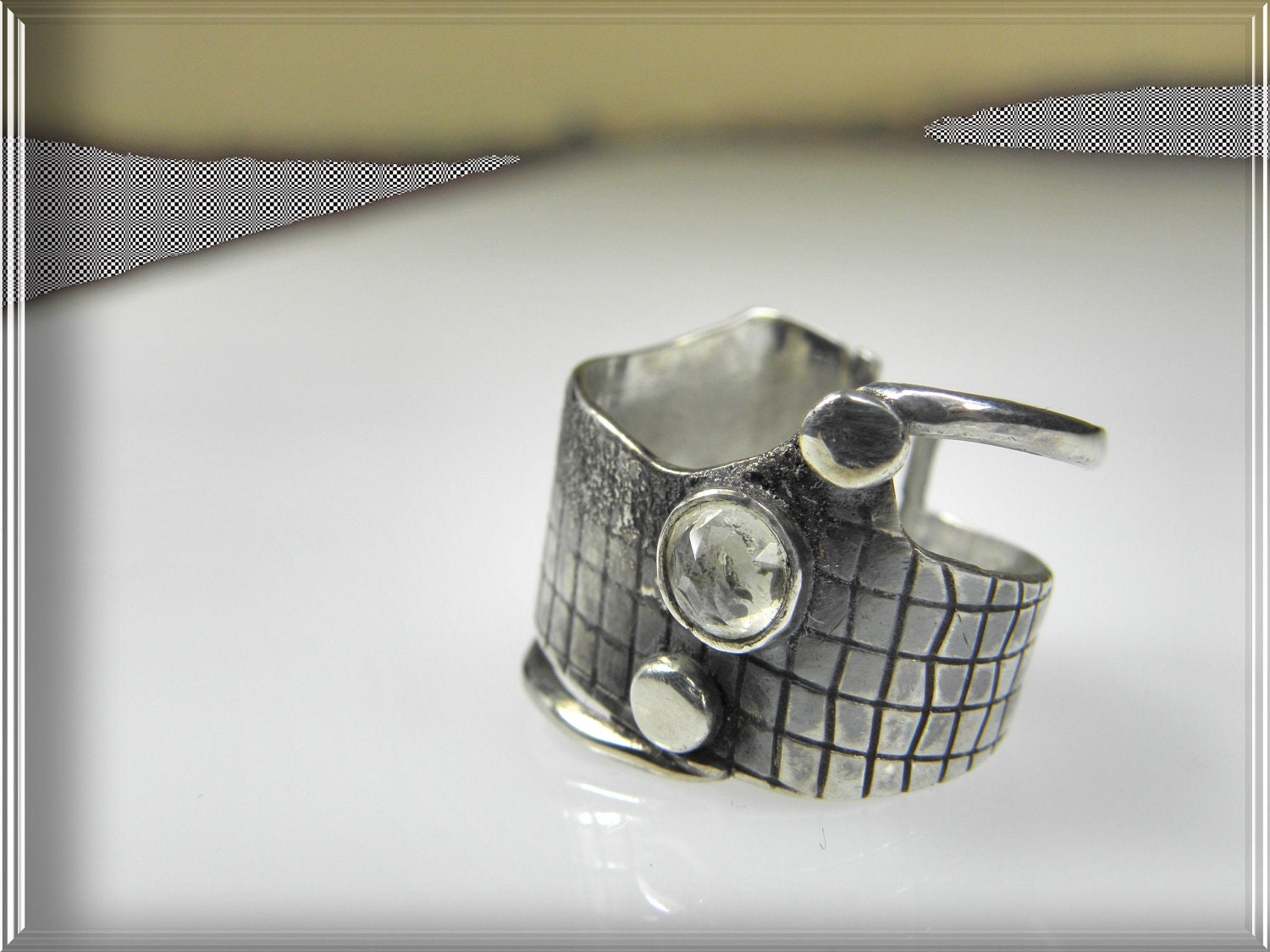 silver ring geometric coctail gemstone oxidized gift for her citrine birthstone designer artististic modern jewelry