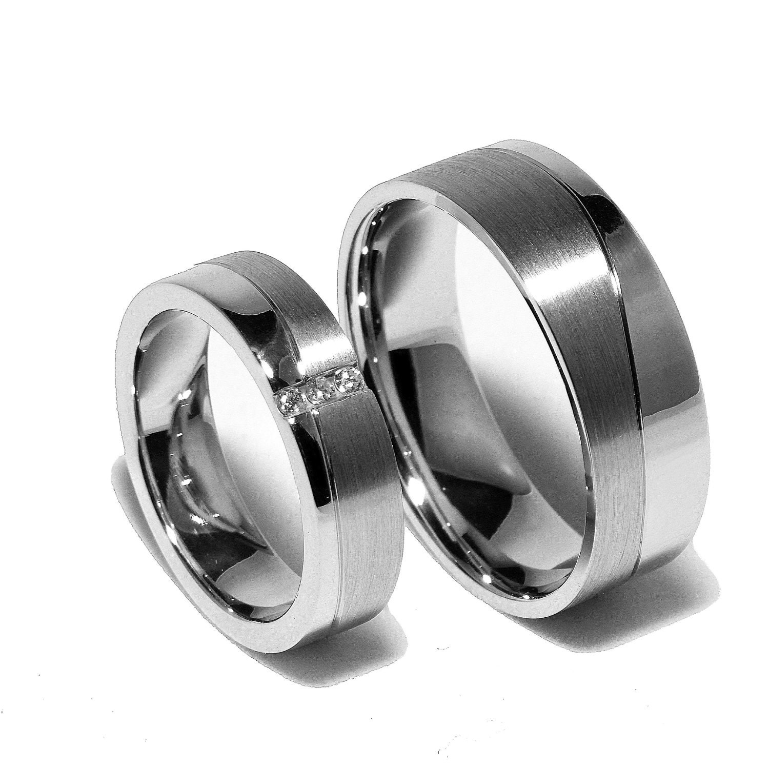 Two Matching Sterling Silver Wedding Bands Promise Rings for Him And ...